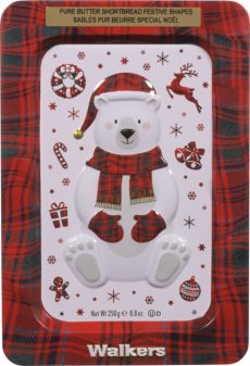Walkers Pure Butter Shortbread - Festiveshapes Polar Bear Tin