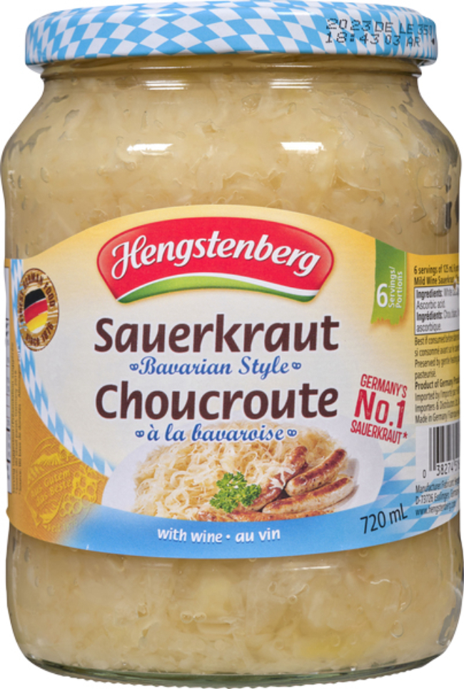 Hengstenberg Bavarian Style Sauerkraut, 720 Ml -- 12 Per Case