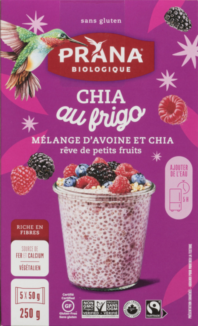 Prana Oat &amp; Chia Mix Overnight Chia Berry Fairy 5 x 50 g (250 g ...