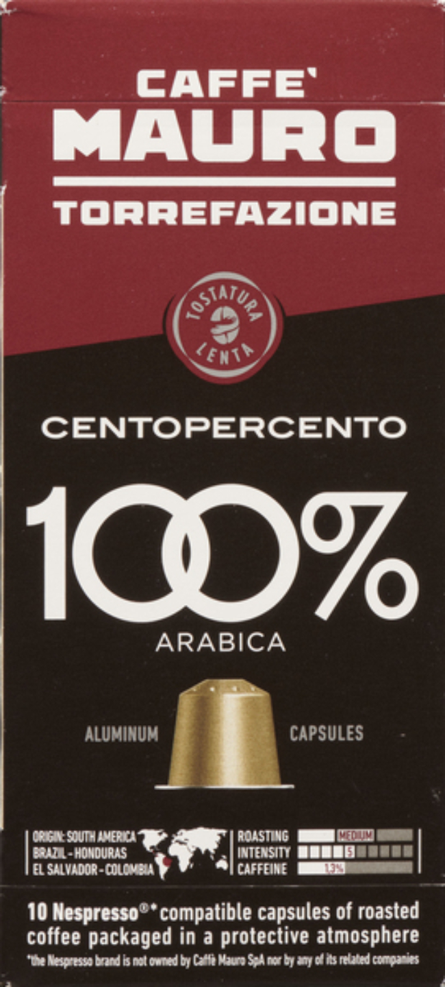 Caffè Mauro 100 Percent Arabica Nespresso Capsules, 56 G -- 10 Per Case