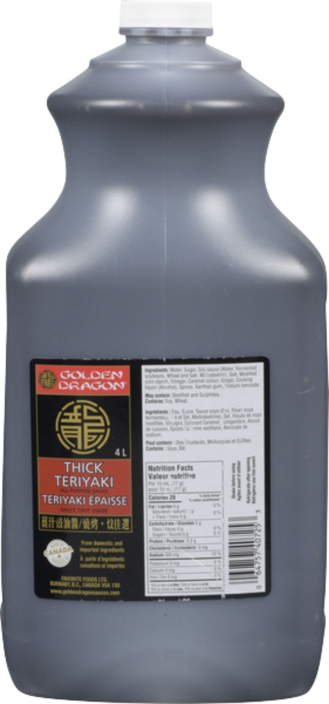 Golden Dragon Thick Teriyaki Sauce, 4 L -- 2 Per Case