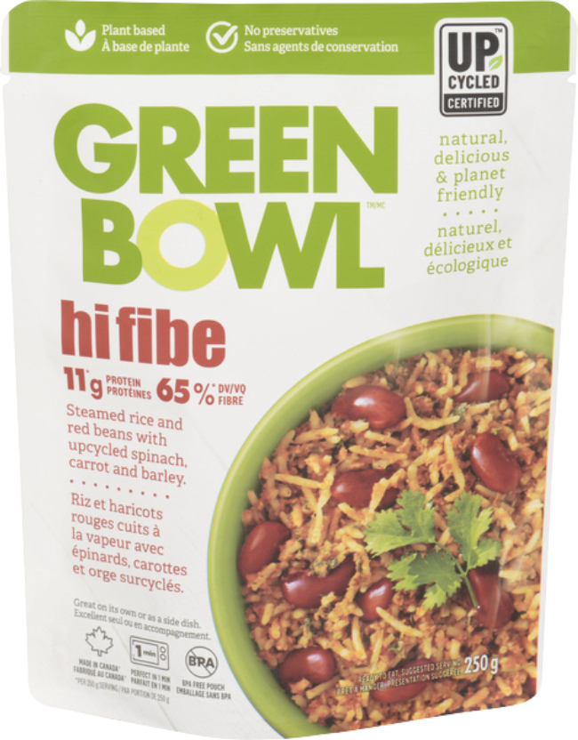 Green Bowl Foods Hifibe-steamed Rice And Red Beans With Upcycled Spinach, Carrot And Barley, 250 G -- 6 Per Case