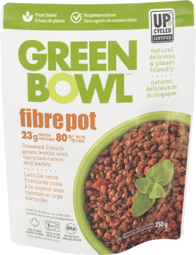 Green Bowl Foods Fibrepot-steamed French Green Lentils With Upcycled Carrot And Barley, 250 G -- 6 Per Case