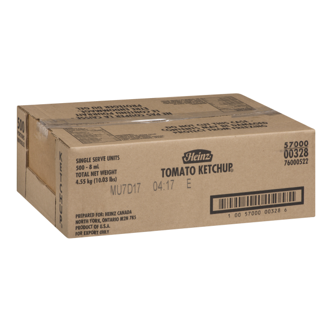 Heinz Tomato Ketchup, 8 Ml Sachets -- 500 Per Case