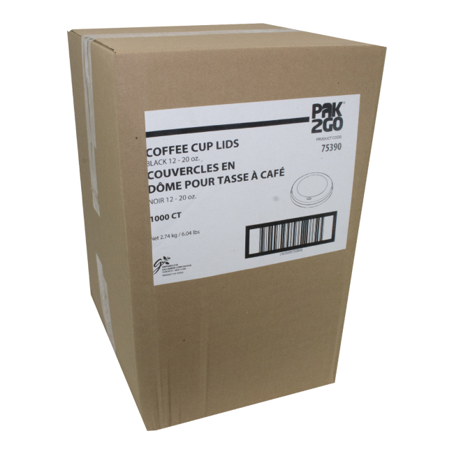 Pak2go Ps Black Dome Lid For 10 To 20 Oz Hot Paper Cup