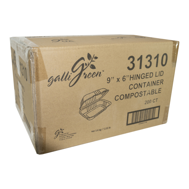 Galligreen Sugarcane Hinged-lid Container, 9 X 6 In -- 200 Per Case
