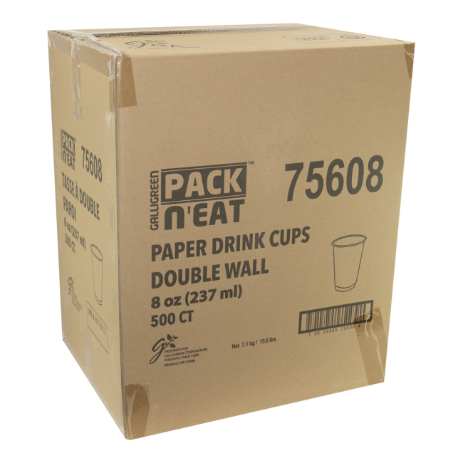 Pak2go Hot And Cool Double Wall Beverage Cup, 8 Oz -- 500 Per Case