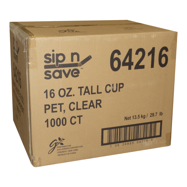 Sip N' Save Grand Gobelet Transparent En Pet, 16 Oz -- 1 000 Par Caisse
