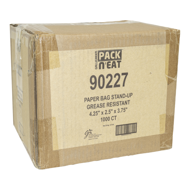 Pack N'eat Sac En Papier Kraft Résistant Aux Graisses – Autoportant, 10,8 X 6,4 X 9,5 Cm -- 1000 Par Caisse