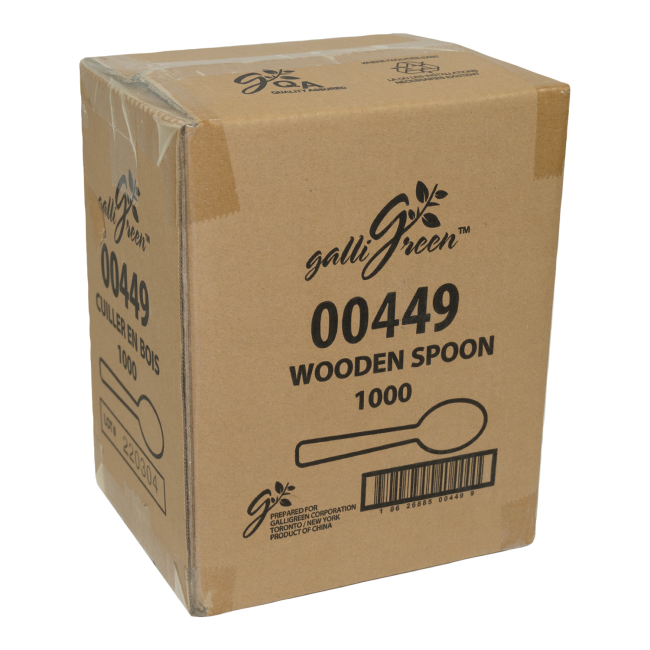 Galligreen Compostable Wooden Spoon, 6.25 In -- 1000 Per Case