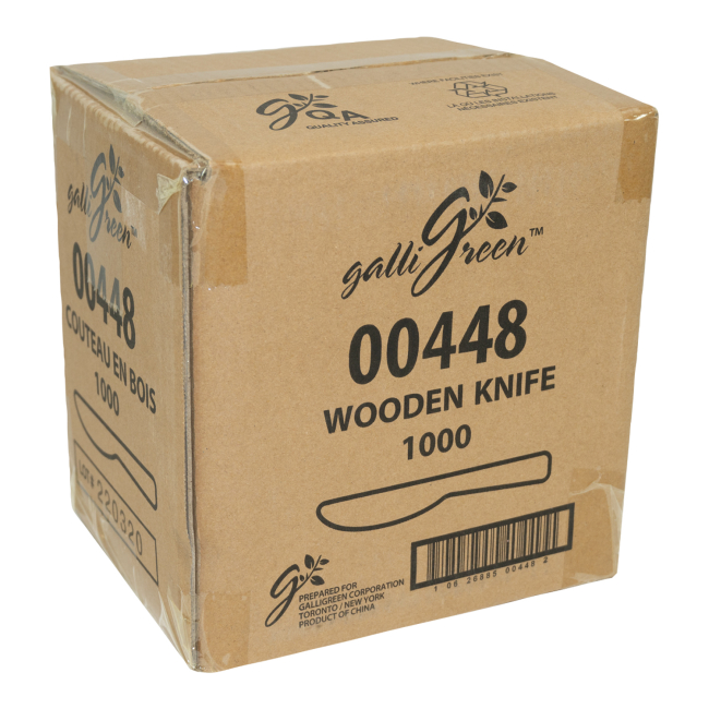 Galligreen Compostable Wooden Knife, 6.5 In -- 1000 Per Case