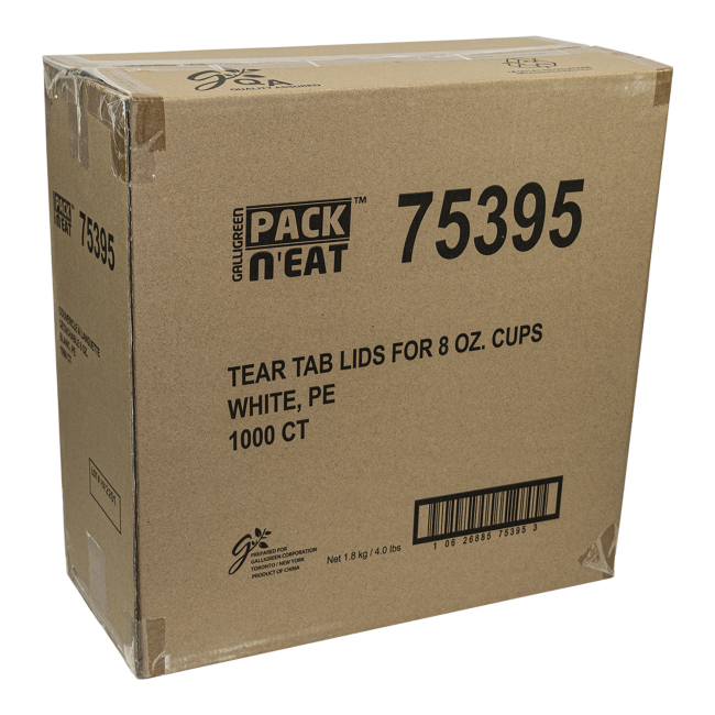 Pack N' Eat White Ps Tear Tab Lid For 8 Oz Hot Cup -- 1000 Per Case