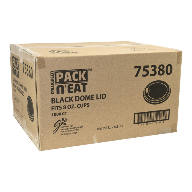 Pak2go Ps Black Dome Lid For 8 Oz Hot Paper Cup
