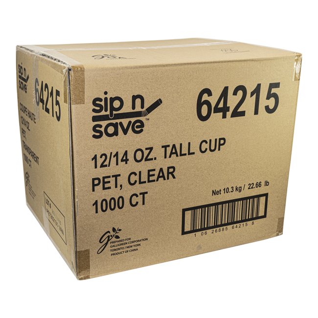 Sip N' Save Gobelet En Plastique Transparent Non Emballé, 12 À 14 Oz -- 1 000 Par Caisse