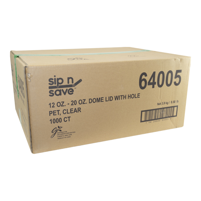 Sip N' Save Couvercle Rond En Plastique Transparent De 12 À 20 Oz Avec Trou -- 1 000 Par Boîte