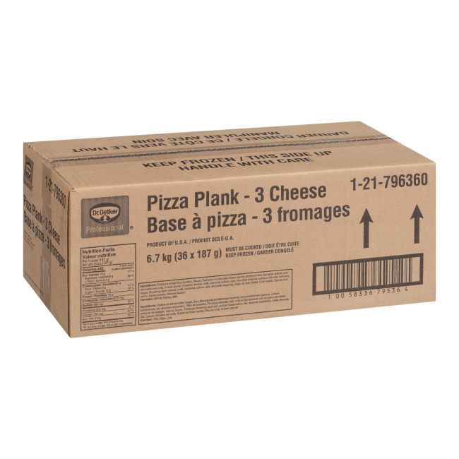 Dr. Oetker Professional Rectangular Three Cheese Pizza Plank, 187 G -- 36 Per Case
