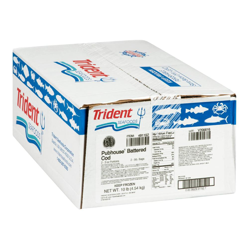 Trident Seafoods Pub House 2.3 Ounce Battered Cod, 4.54 Kg