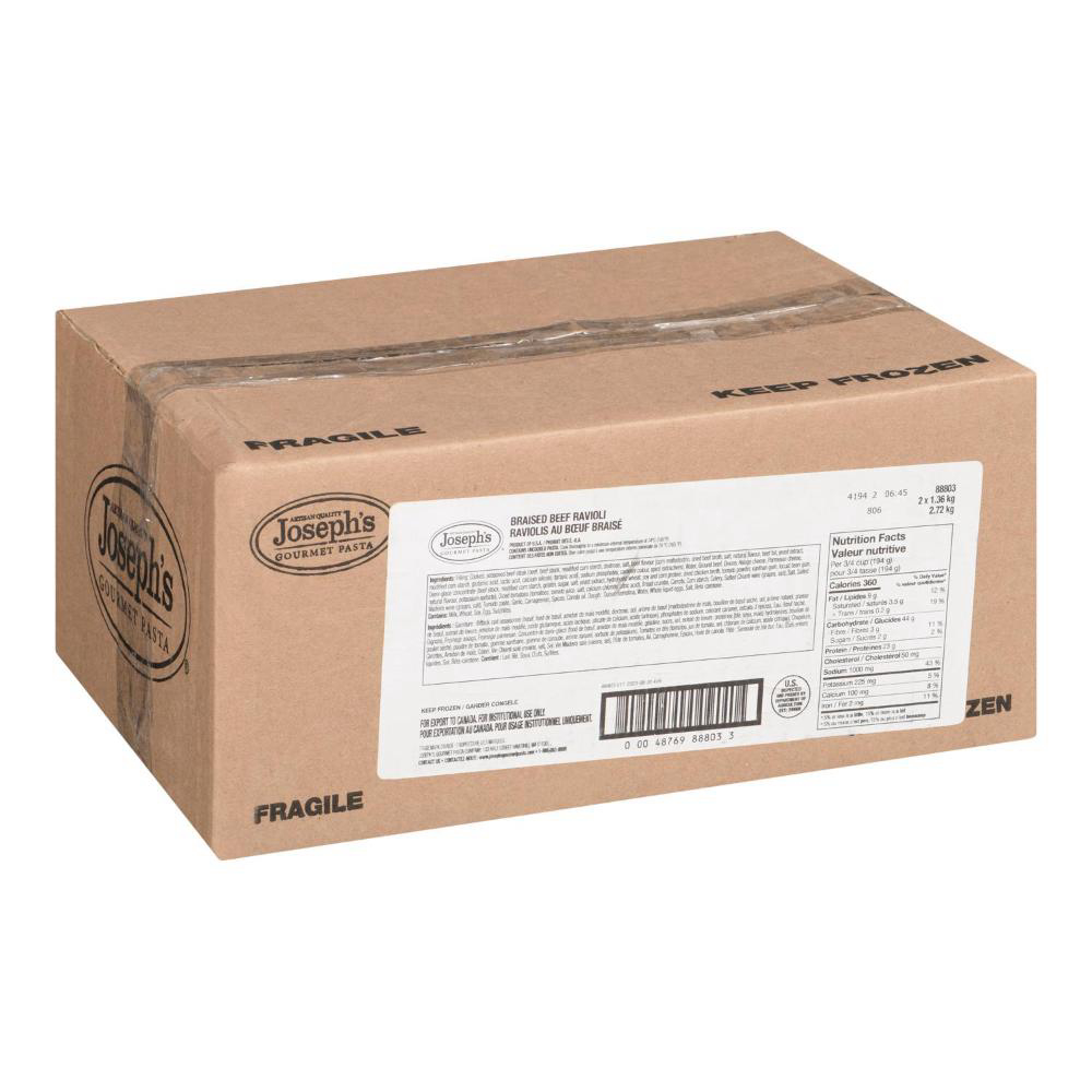 Joseph's Gourmet Pasta Ravioli With Braised Beef, 1.36 Kg -- 2 Per Case