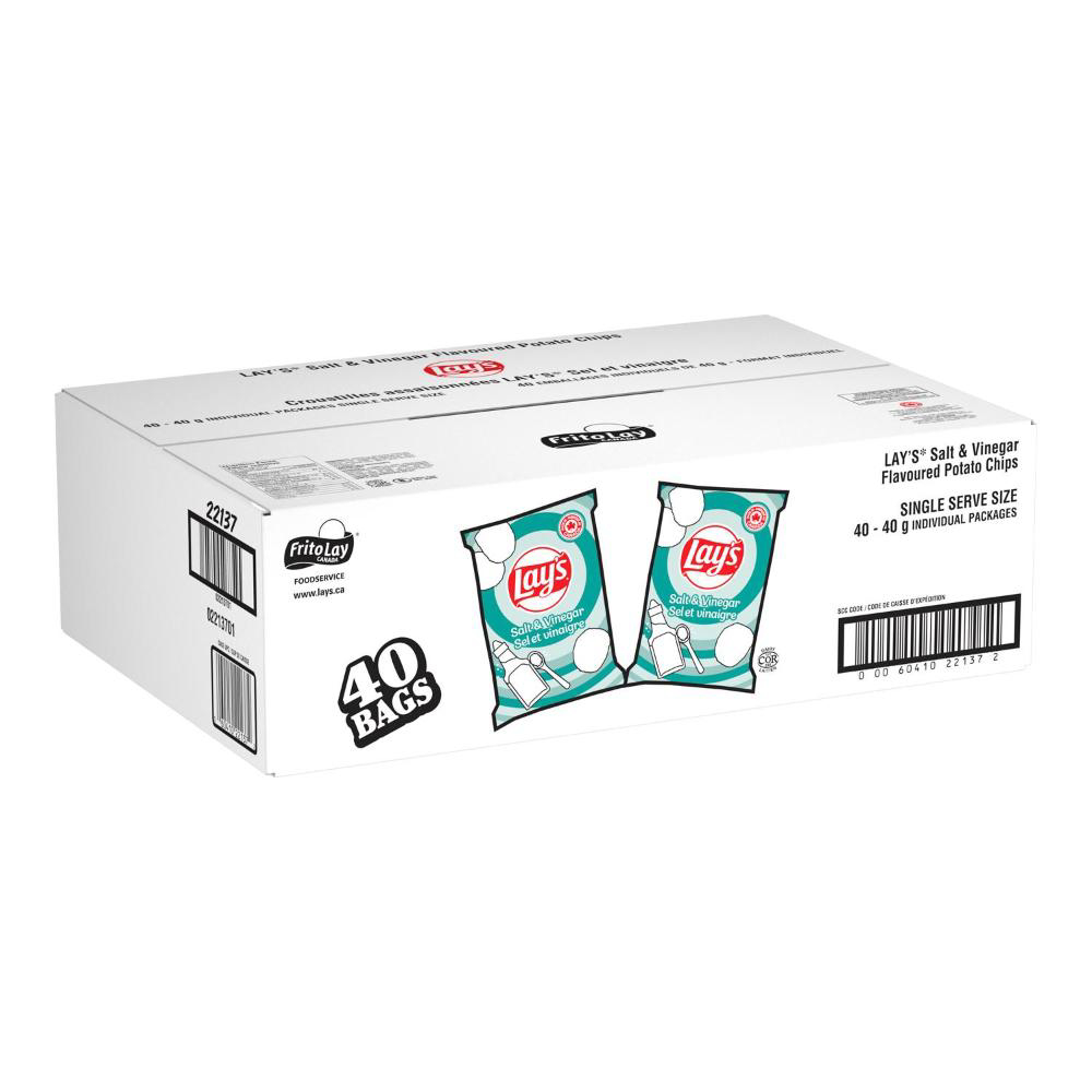 Lay's Chips De Pommes De Terre Aromatisées Au Vinaigre De Sel, 40 G -- 40 Par Boîte