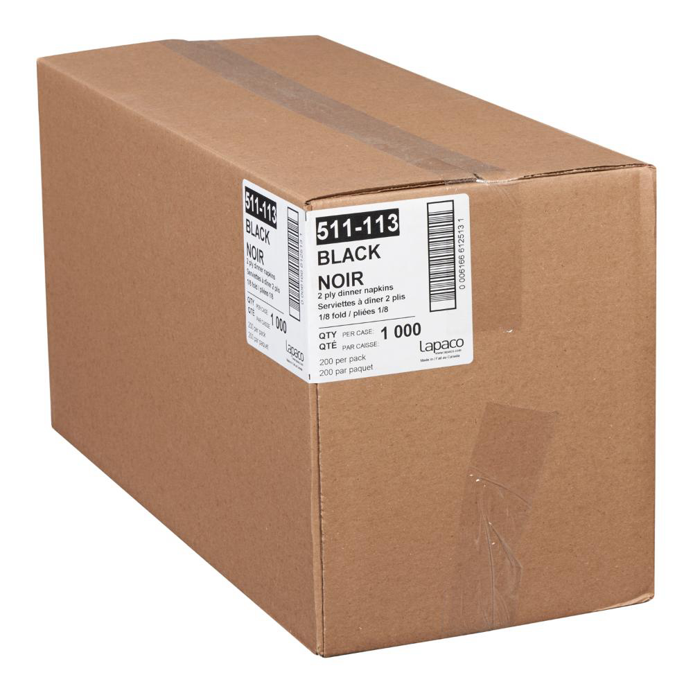 Lapaco 2 Ply 1/8 Fold Black Dinner Napkin, 15.5 X 16 In -- 1000 Per Case