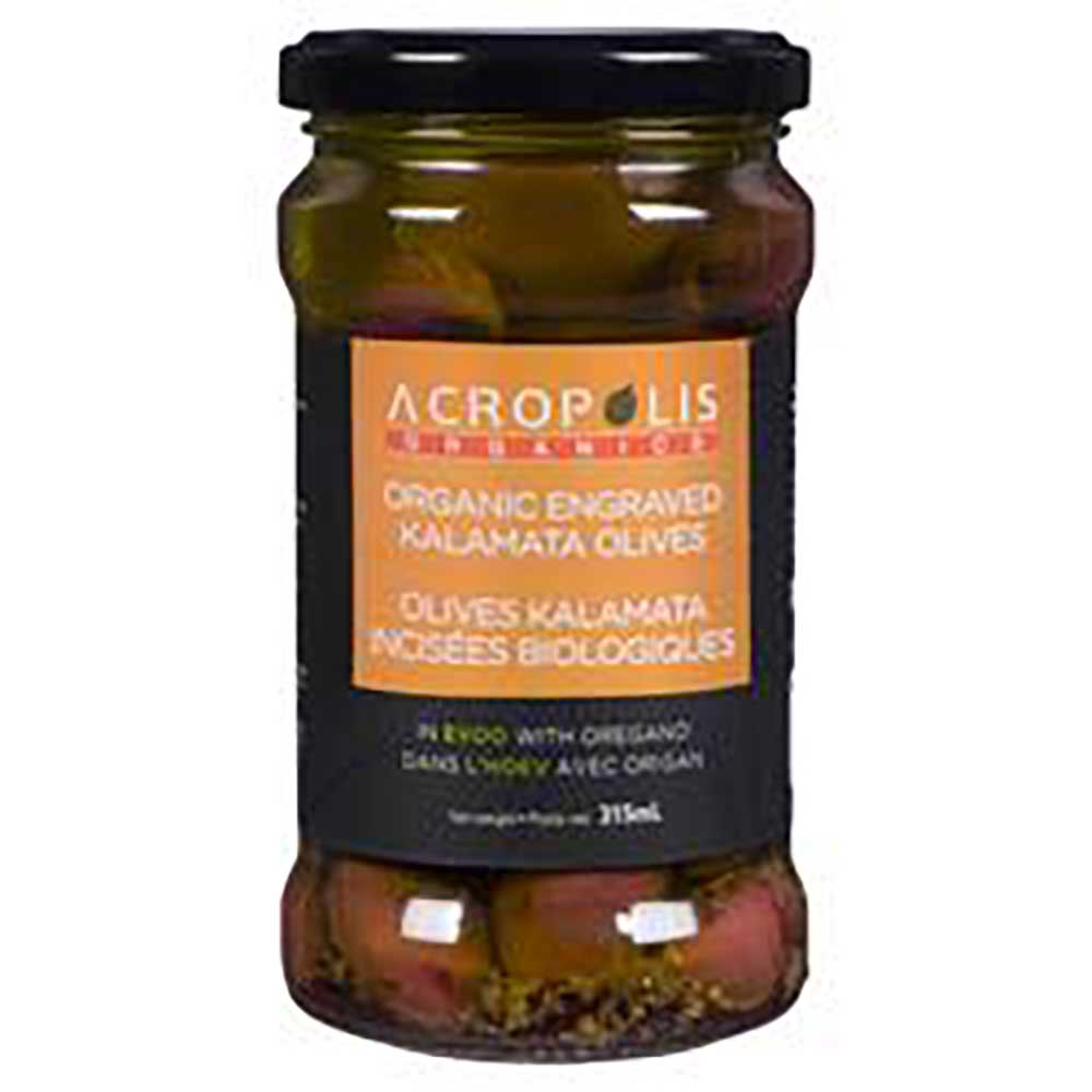 Acropolis Organics Engraved Kalamata Olives In Extra Virgin Olive Oil, 315 Ml -- 6 Per Case