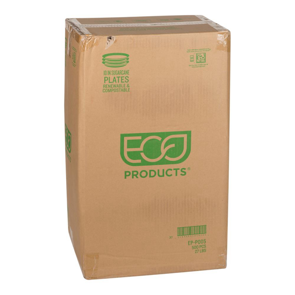 Eco Products 10 In Renewable And Compostable Sugarcane Plate, 50 Count -- 10 Per Case