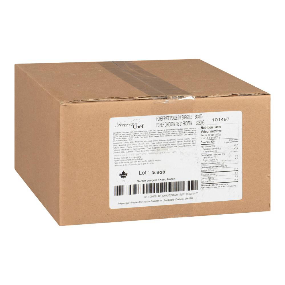 Forever Chef 9 In Cooked Chicken Pot Pie, 800 G -- 3 Per Case
