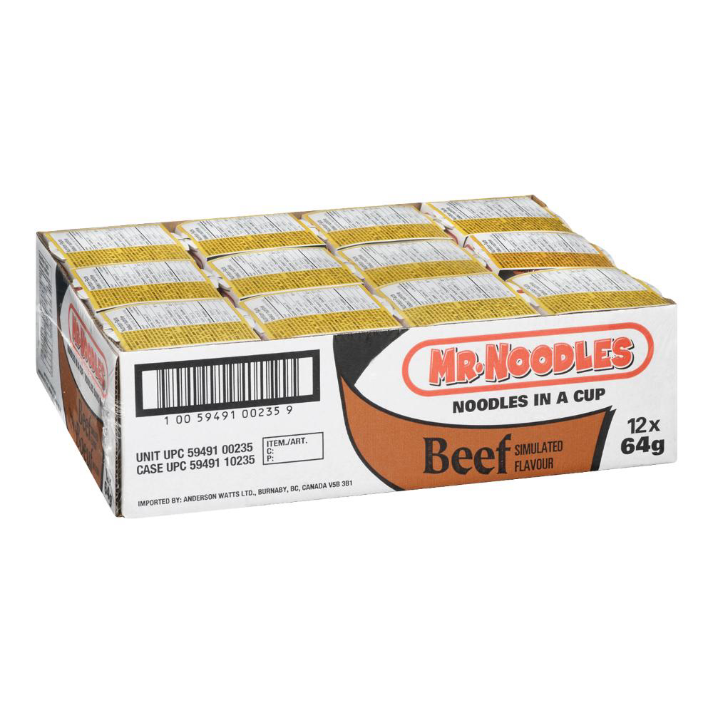 Mr. Noodles Beef Noodles Cup, 64 G -- 12 Per Case