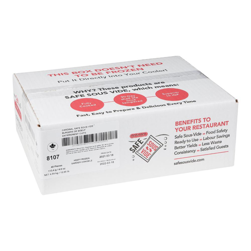 Cardinal Burger De Bœuf Cuit De 4 Oz, 114 G -- 40 Par Caisse