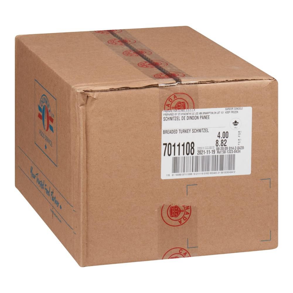 Olymel Basic Iqf Uncooked Breaded Turkey Breast Schnitzel, 4 Kg