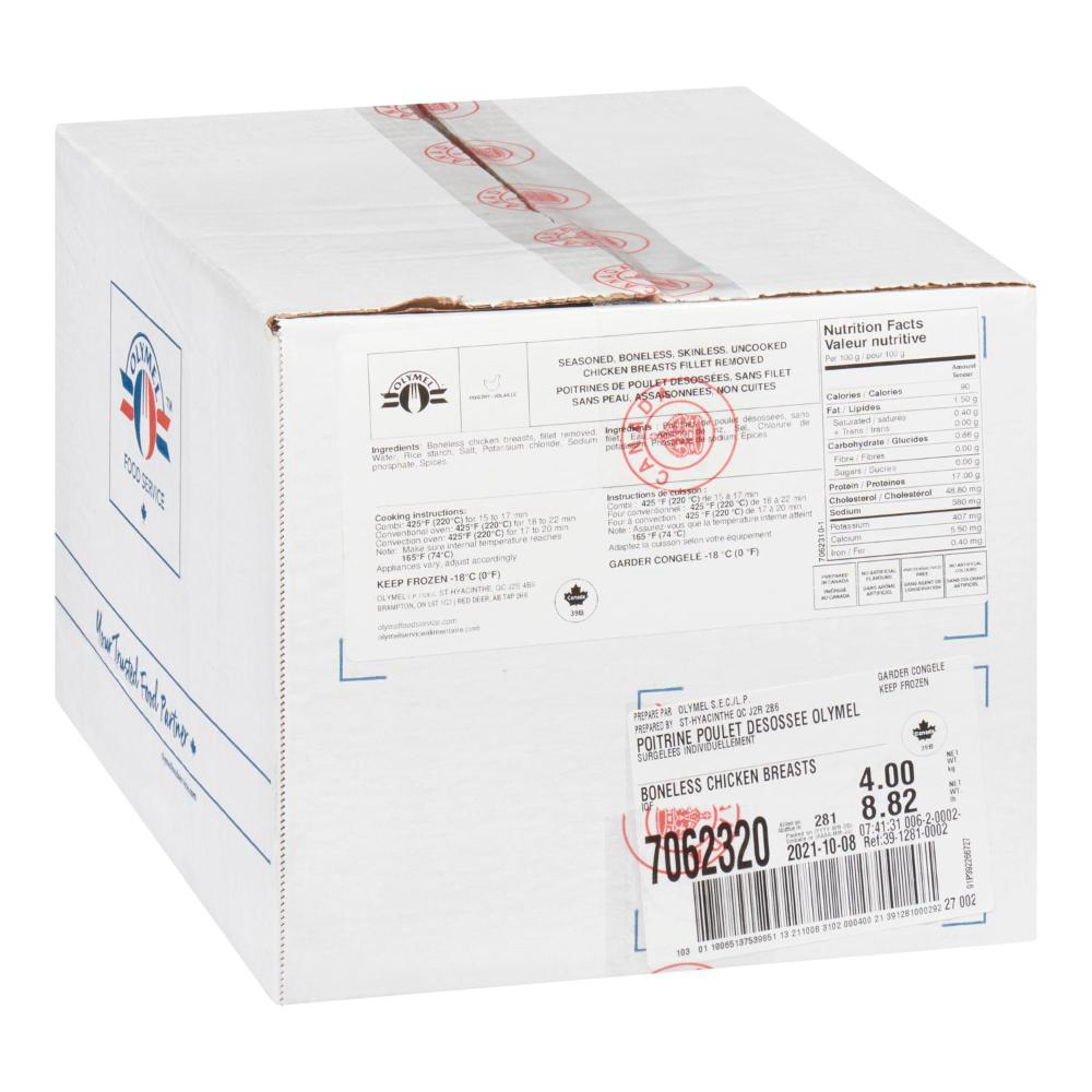 Olymel Iqf Boneless Skinless Chicken Breast, 4 Kg