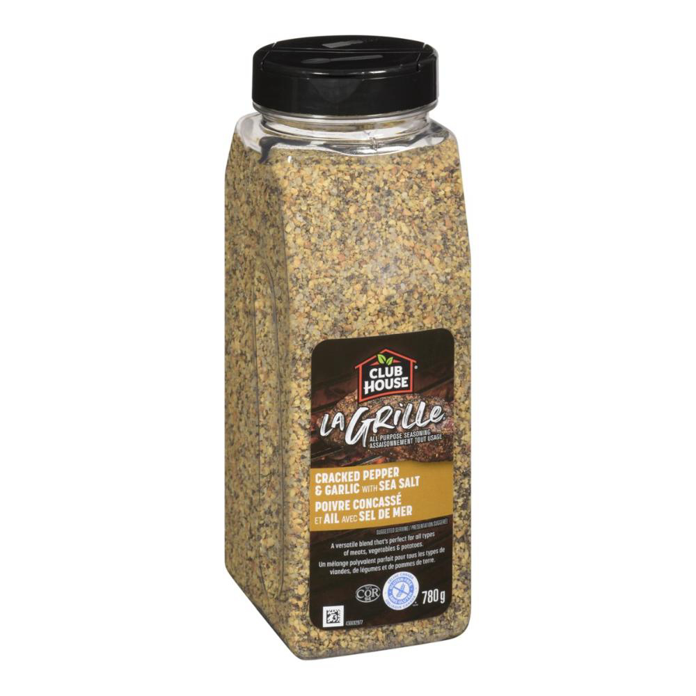 Club House La Grille Cracked Pepper And Garlic With Sea Salt Seasoning, 780 G -- 6 Per Case