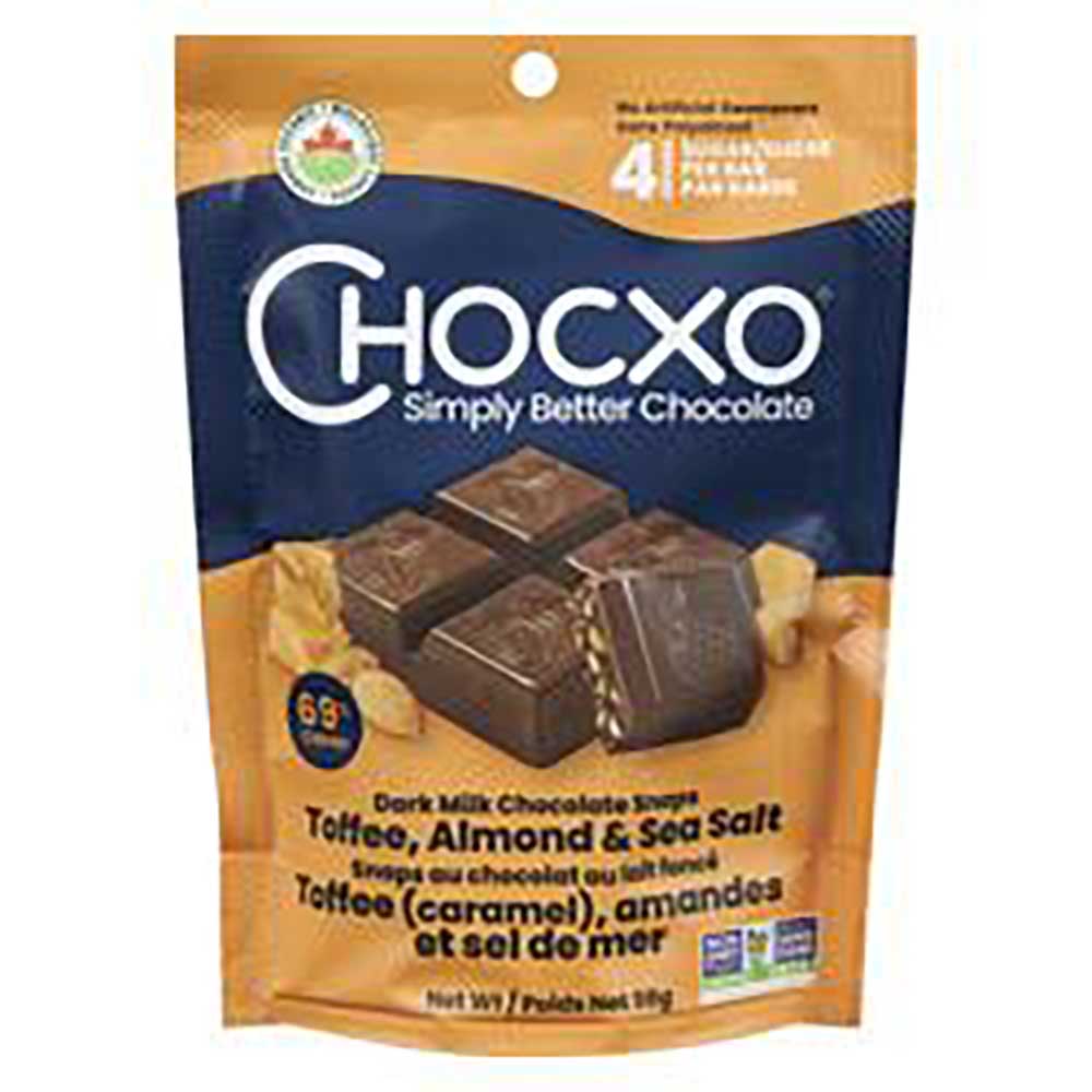 Chocxo 69 Percent Cacao Dark Milk Toffee Almond And Sea Salt Snaps, 98 G -- 6 Per Case