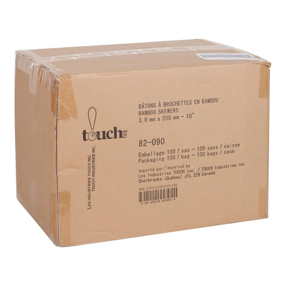 Touch 10 In Natural Bamboo Skewer Stick, 100 Count -- 100 Per Case