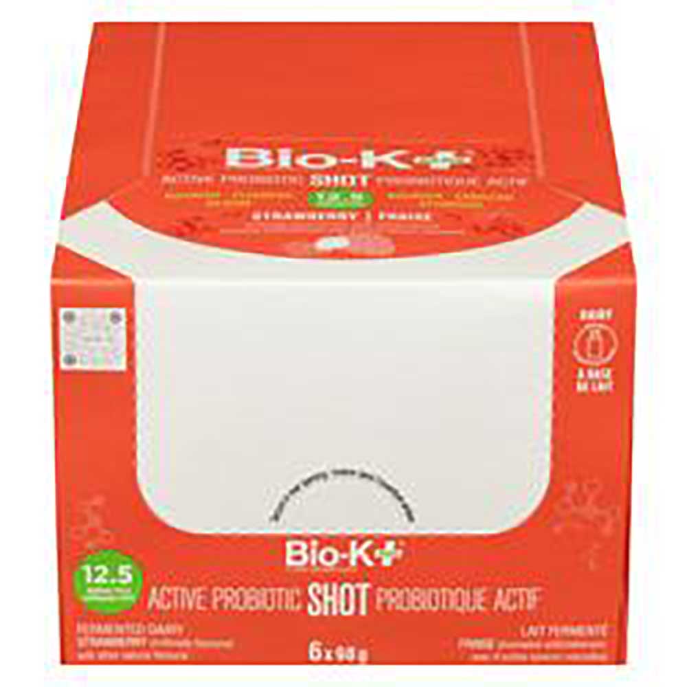 Bio-k Plus Shot Probiotique Active 12.5b À La Fraise, 98 G -- 6 Par Boîte
