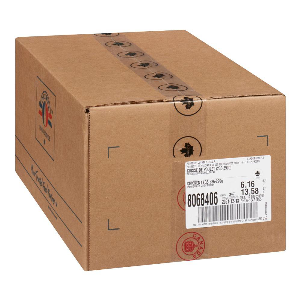 Olymel Basic 236-290 G Iqf Back Off Chicken Legs, 6.16 Kg
